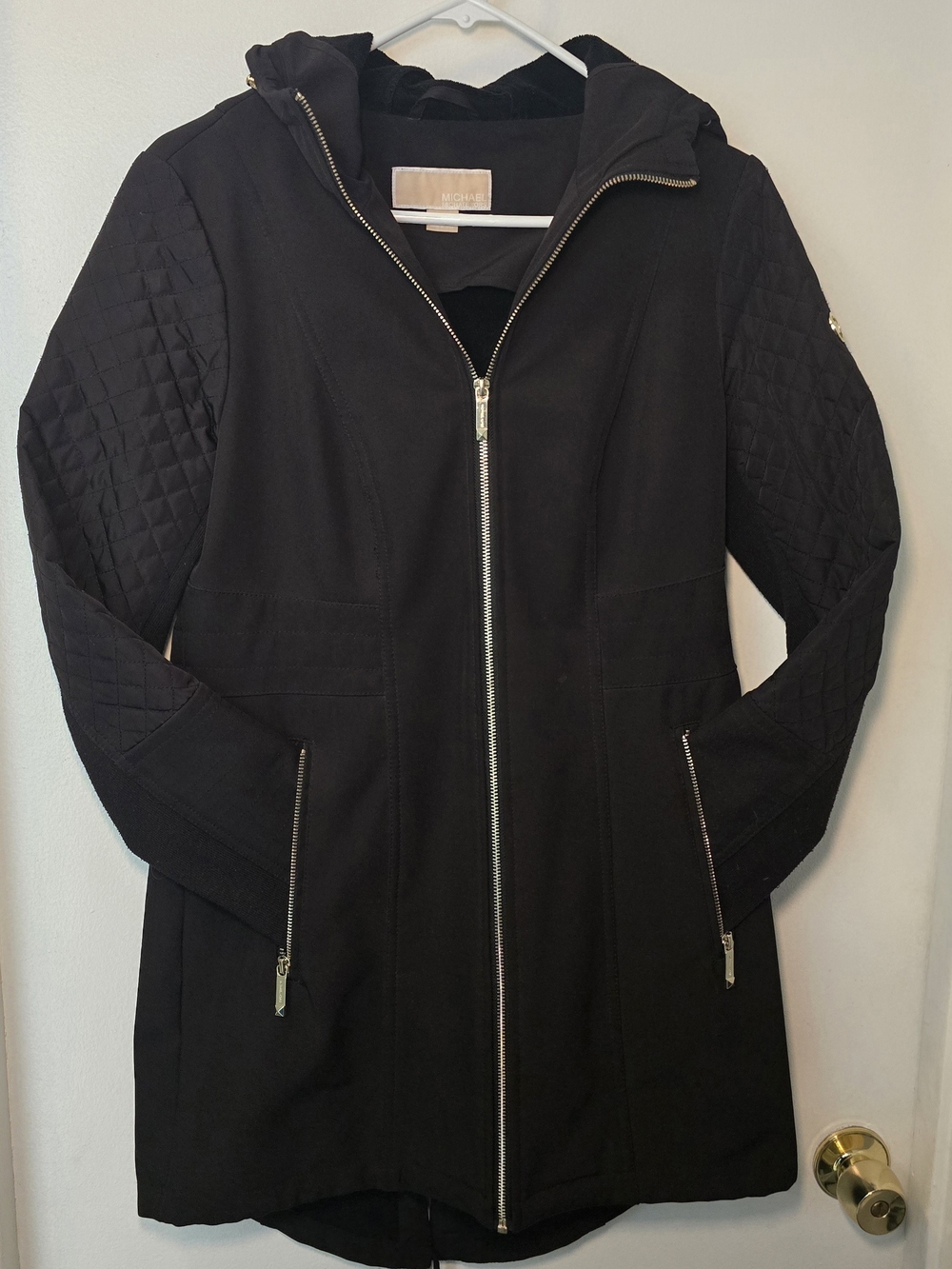 Michael Kors Womens Black Quilted Coat